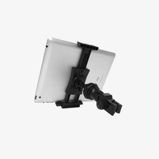 Macally Tablet Holder on Mic Stand - 360° Rotating iPad/Phone Mount on White Background