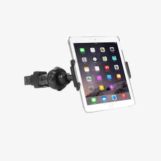 Macally Tablet Holder on Mic Stand - 360° Rotating iPad/Phone Mount on White Background
