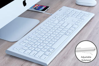 Macally's Slim Profile USB Wired Keyboard - Durable Aluminum Build for Mac/PC Compatibility 