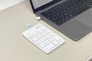 Rechargeable Macally USB C Wireless Number Pad with RF Adapter - Compact Design