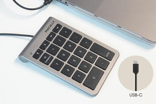 Sleek USB-C Wired Numeric Keypad by Macally - 10 Key Layout for Mac and PC 