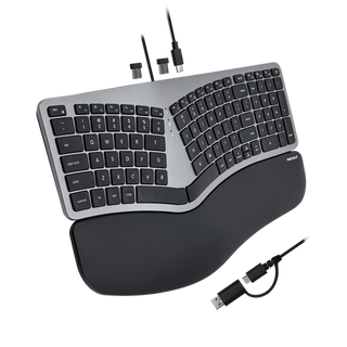 Macally Ergonomic Backlit Keyboard with USB Hub