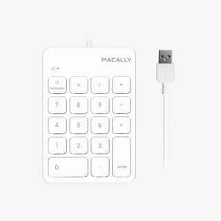 Macally Wired USB Number Pad in White - Slim 18-Key Numeric Keypad