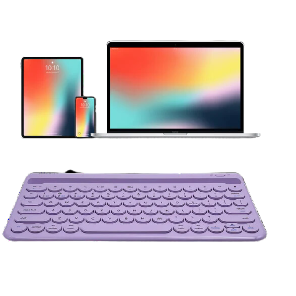 Lavender Bluetooth Keyboard and Mouse + Laptop Stand