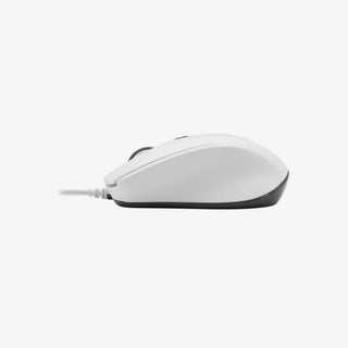 Macally USB Wired Mouse in White - Quiet Click with 5ft Cable on White Background