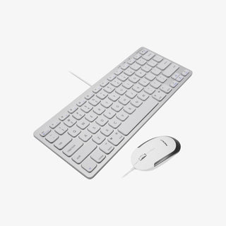 Macally USB Wired Keyboard and Mouse Combo - Compact for Mac and PC