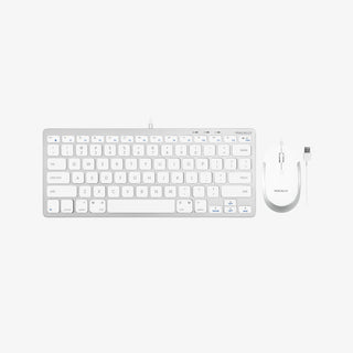 Macally USB Wired Keyboard and Mouse Combo - Compact for Mac and PC