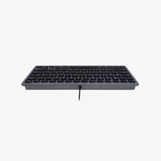 Macally Small USB Wired Keyboard in Space Grey - 78 Keys on White Background