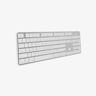 Macally Ultra-Slim USB Wired Keyboard in Silver - Full Size with Numeric Keypad