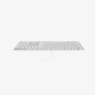 Macally Ultra-Slim USB Wired Keyboard in Silver - Full Size with Numeric Keypad
