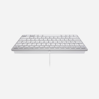 Side angle view of Macally slim portable USB keyboard showing ultra-thin profile design