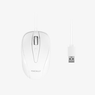 Macally Mac wired mouse - 3 Button, Scroll Wheel on White Background