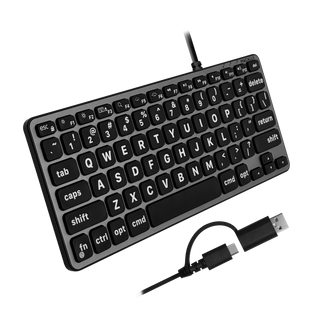 Backlit Compact Large Print Keyboard for Mac - Dual USB-A + USB-C Wired