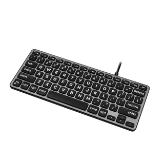 Backlit Compact Large Print Keyboard for Mac - Dual USB-A + USB-C Wired
