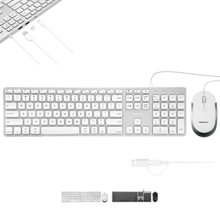Macally wired keyboard and mouse combo for Mac in Silver - keyboard and mouse together