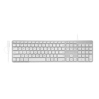 Macally wired keyboard and mouse combo for Mac in Silver - keyboard front view