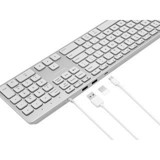 Macally wired keyboard and mouse combo for Mac in Silver - built-in USB-A and USB-C hub ports