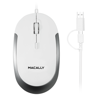 Macally wired keyboard and mouse combo for Mac in Silver - wired mouse with USB-C and USB-A plug