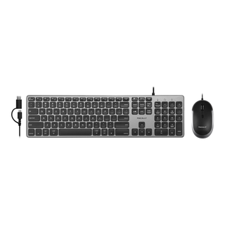 Macally wired keyboard and mouse combo for Mac in Space Gray - keyboard and mouse set with USB-C and USB-A plug