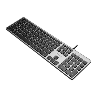 Macally wired keyboard and mouse combo for Mac in Space Gray - full-size keyboard angled view