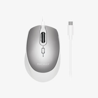 Macally USB C Mouse Wired - Ambidextrous Design, Adjustable DPI