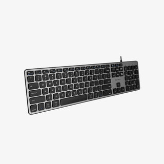Macally Premium Wired USB C Keyboard - Full Size with USB Ports