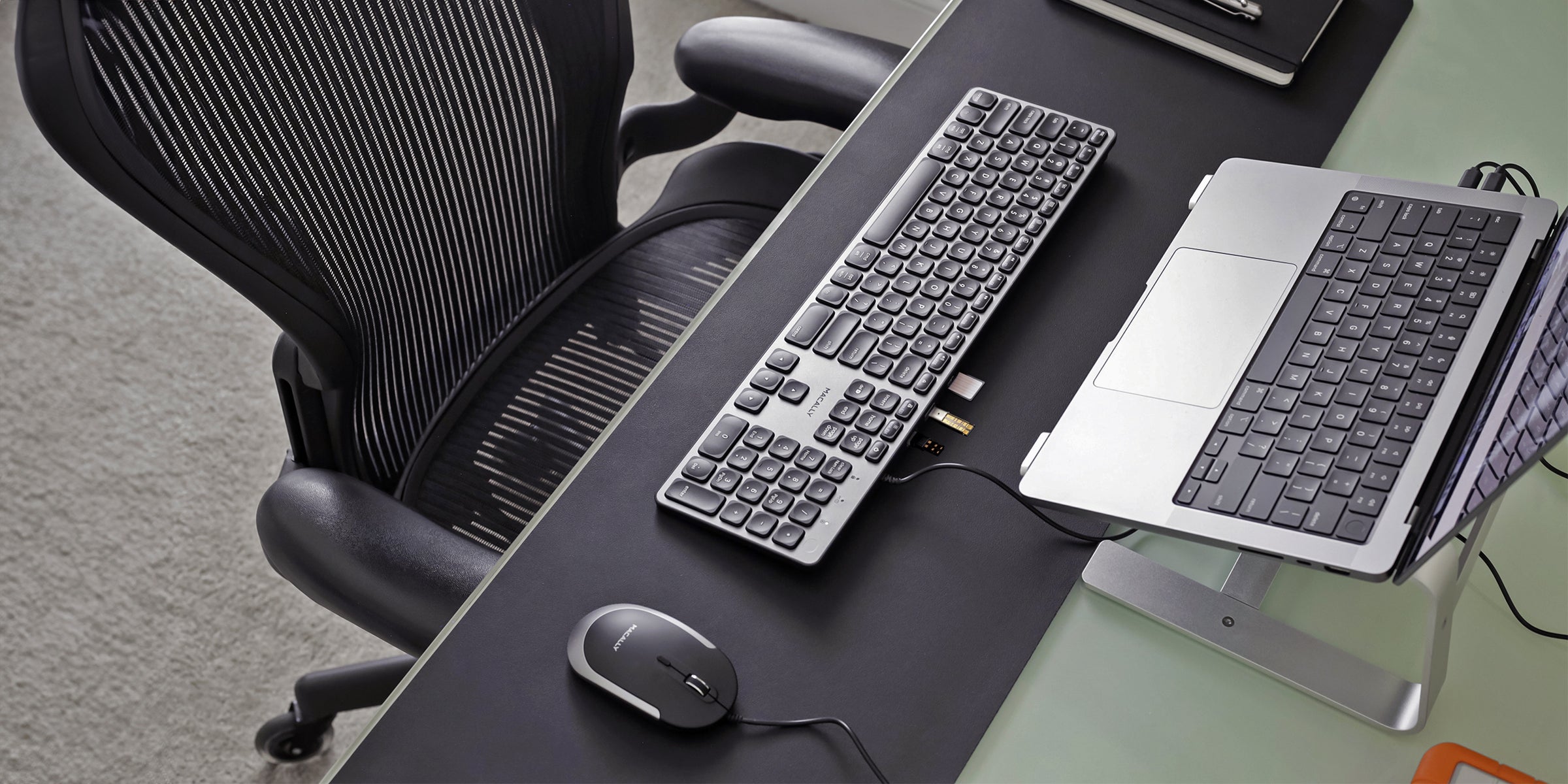 Macally USB-C Keyboard with Built-in USB Hub