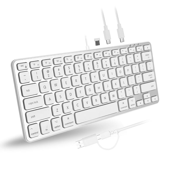 Compact Wired Mac Keyboard with USB Hub | Macally Aluminum