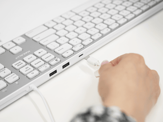 Macally Keyboard for Mac with USB Hub (2x USB-C / 1x USB-A) - 2 in 1 Plug