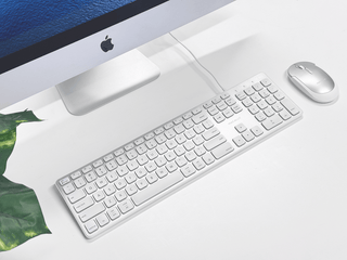 Macally Keyboard for Mac with USB Hub (2x USB-C / 1x USB-A) - 2 in 1 Plug