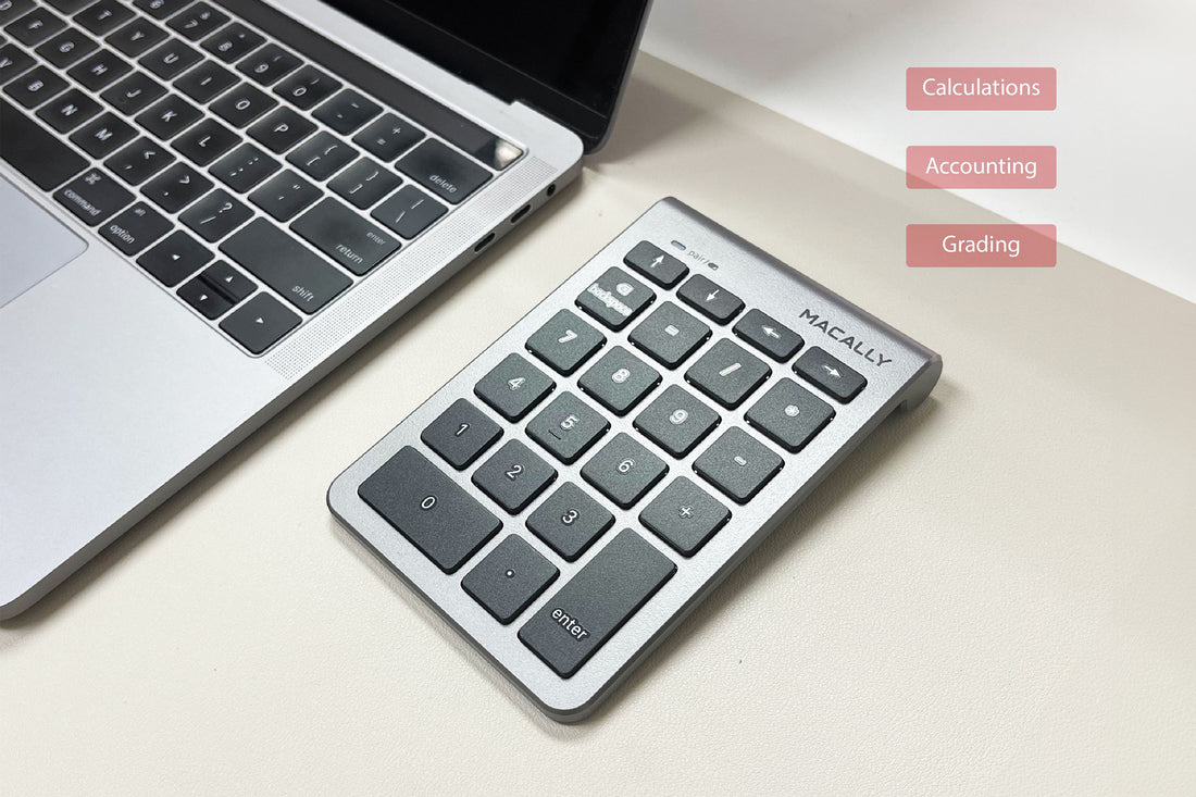 Wireless Number Pad Ultimate 10 Key Data Entry with 12 Extra Numeric Keypad Functions Macally