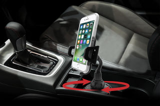 Macally Adjustable Car Cup Phone Holder - Secure Fit with Extendable Neck, Black 