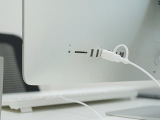 Macally keyboard USB cable plugged into iMac