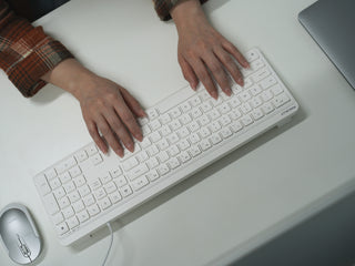 Macally keyboard two hands typing productivity